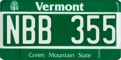 VT license plate NBB355