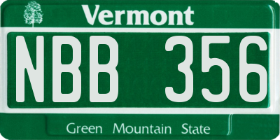 VT license plate NBB356