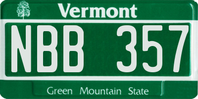 VT license plate NBB357