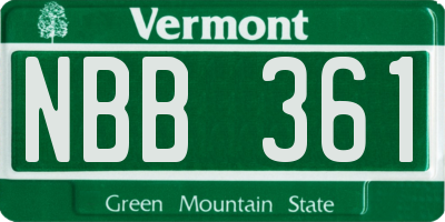 VT license plate NBB361