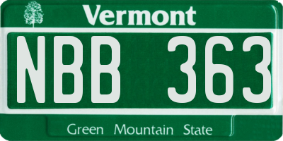 VT license plate NBB363