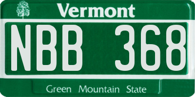 VT license plate NBB368