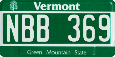 VT license plate NBB369