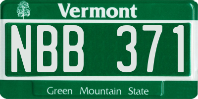 VT license plate NBB371