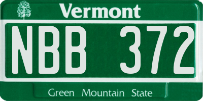 VT license plate NBB372