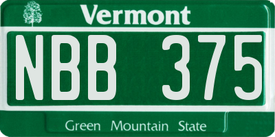 VT license plate NBB375