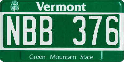 VT license plate NBB376