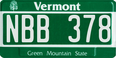 VT license plate NBB378