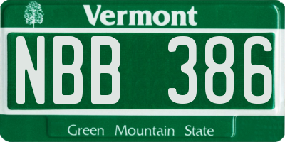 VT license plate NBB386