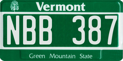 VT license plate NBB387