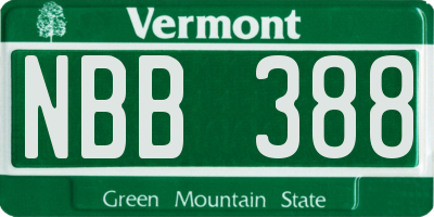 VT license plate NBB388