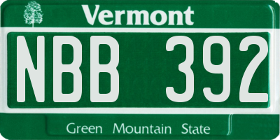 VT license plate NBB392