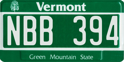 VT license plate NBB394
