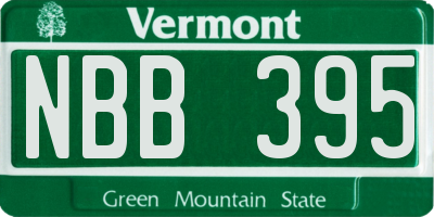VT license plate NBB395