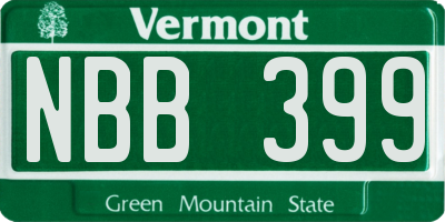 VT license plate NBB399