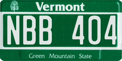 VT license plate NBB404