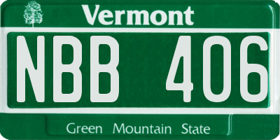 VT license plate NBB406