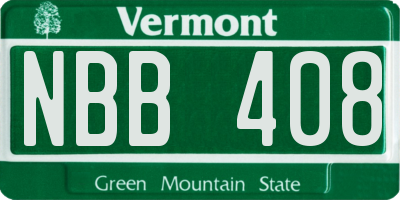 VT license plate NBB408