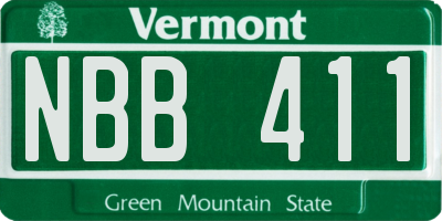 VT license plate NBB411