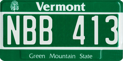 VT license plate NBB413