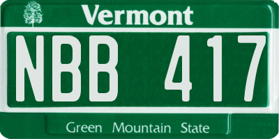 VT license plate NBB417