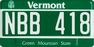 VT license plate NBB418