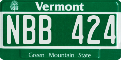 VT license plate NBB424