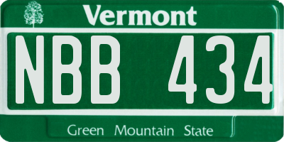 VT license plate NBB434