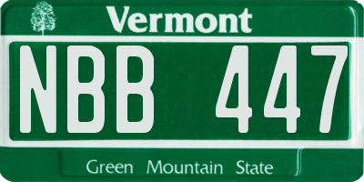 VT license plate NBB447