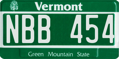 VT license plate NBB454