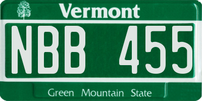 VT license plate NBB455