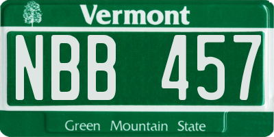 VT license plate NBB457