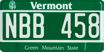 VT license plate NBB458
