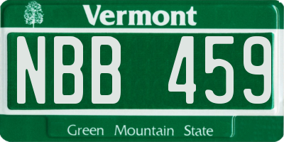 VT license plate NBB459