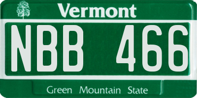 VT license plate NBB466
