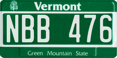 VT license plate NBB476
