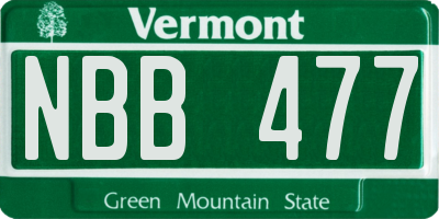 VT license plate NBB477