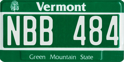 VT license plate NBB484