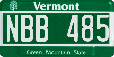 VT license plate NBB485