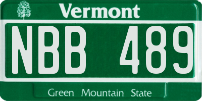 VT license plate NBB489