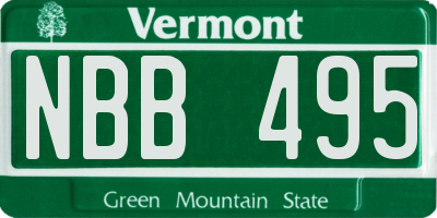 VT license plate NBB495