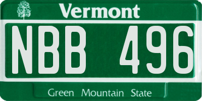 VT license plate NBB496