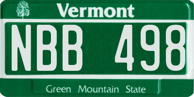 VT license plate NBB498