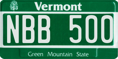 VT license plate NBB500