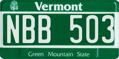 VT license plate NBB503