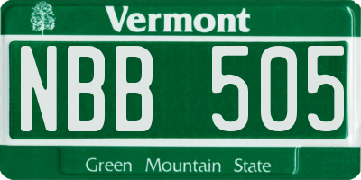 VT license plate NBB505