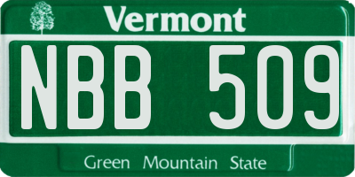 VT license plate NBB509