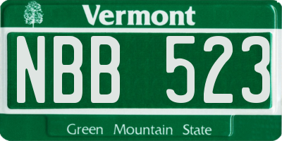 VT license plate NBB523