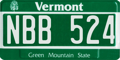 VT license plate NBB524
