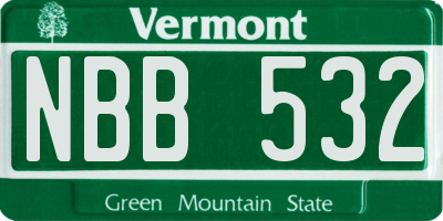 VT license plate NBB532